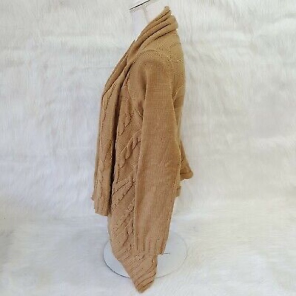 Camel Cable Knit Open Cardigan | Petite Small - Picture 6 of 15